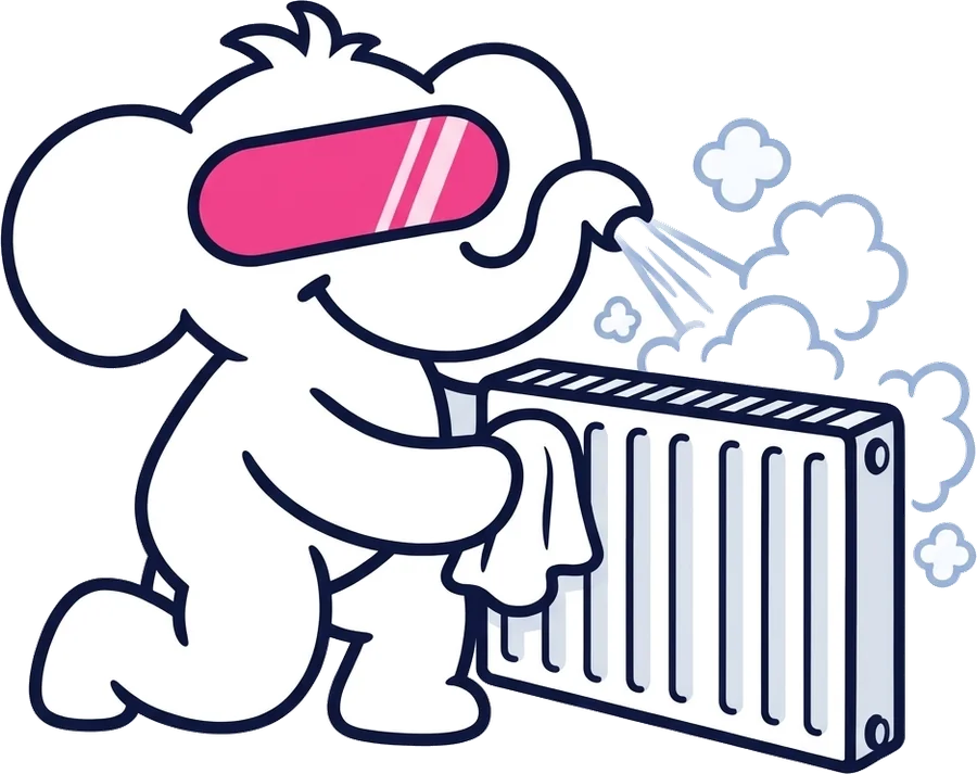 Maskot Jumbo Clean čistí radiátor parou